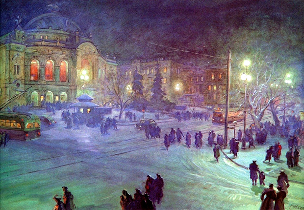 Oleksander Khvostenko-Khvostov: Kyiv in the Evening (1954). Image - Oleksander Khvostenko-Khvostov: Kyiv in the Evening (1954).